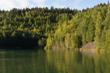 A sunset over a beautiful lake