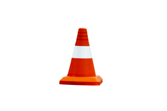 orange safety cone used on roads - Powered by Adobe