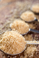 Raw sugar in spoon