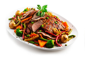 Roasted meat and vegetables