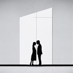 silhouette of a couple of man and woman kissing, generative ai