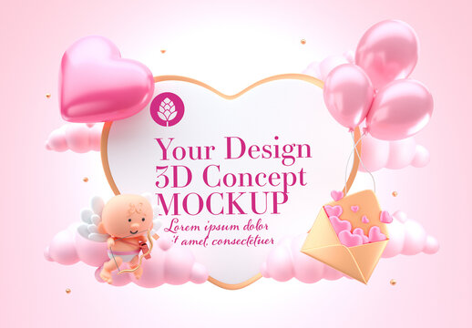 Valentine's Day Concept with Heat Frame Mockup