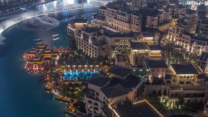 Aerial view to Old Town Island from above night .