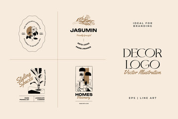 Landscape, interior, home decor, garden logo template illustration for branding