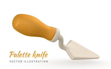 3d realistic palette knife in cartoon style. Vector illustration
