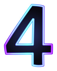 Blue Number 4 with gradient neon stroke