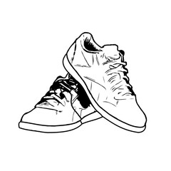 black and white sketch of a shoe with transparent background
