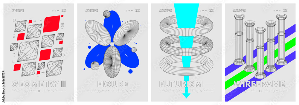 Aufkleber brutalism inspired graphic design, unusual strange wireframes made with vector abstract anti-design 