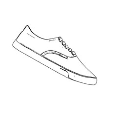 black and white sketch of a shoe with transparent background
