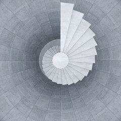 Fototapeta premium top view of modern staircase in concrete space, 3d rendering