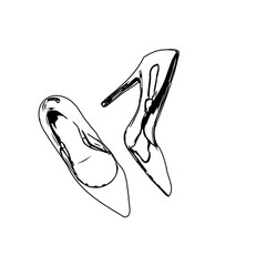 black and white sketch of a shoe with transparent background
