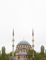 Fototapeta na wymiar A mosque at white isolated background.