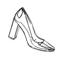 black and white sketch of a shoe with transparent background
