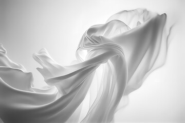 Ethereal flying light silk fabric. Minimalist abstract light banner background. Created with Generative AI technology.