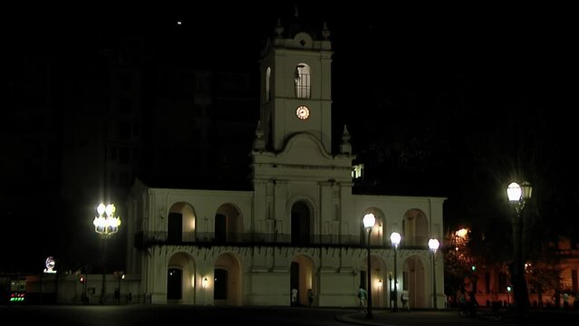 The Cabildo of Buenos Aires (Spanish: Cabildo de Buenos Aires) at Night, Buenos Aires, Argentina.