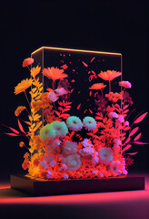 beautiful rectangle podium flowers display design created by generative ai
