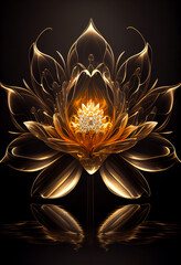 Naklejka na ściany i meble golden flower with diamond and crystal pollen created by generative ai