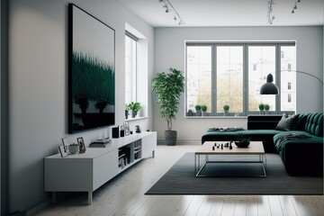 Illustration of a modern living room - Created with Generative ai