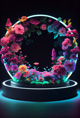 beautiful circle podium flowers display design created by generative ai