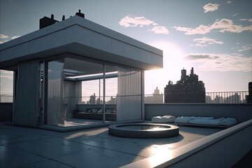 Modern luxury rooftop scene - Illustration created with generative ai