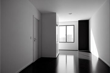 Empty room - Illustration of the interior of a house - Created with Generative AI