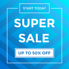 Promotion banner sale vector template. This graphic is blue color and suitable for advertisement, market, wholesale.