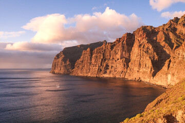 Fototapeta na wymiar Los Gigantes cliff at sunset in Terife, Canary Island - Spain
