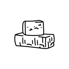 Limburger cheese black line icon. Dairy product.
