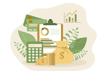 Business finance concept design. Maintaining company financial statements. Vector illustration