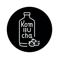 Kombucha homemade tea in bottle color line icon. Japanese fermented