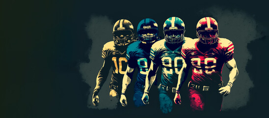 Abstract art. Colorful painting art of american football players. Background illustration. Generative AI.