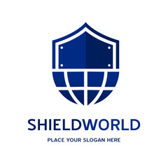 World Shield vector logo template. Suitable for earth and protection