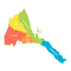 Eritrea political map of administrative divisions © pyty