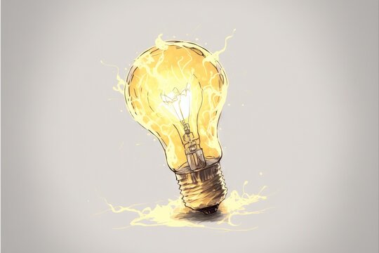  a drawing of a light bulb with a flame coming out of the top of the light bulb and the bottom of the bulb on fire.  generative ai