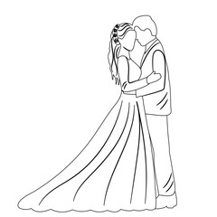 sketch bride and groom isolated vector