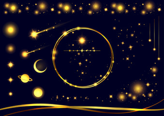 惑星＆星のキラキラ装飾セット © benidama