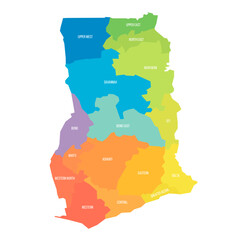 Ghana political map of administrative divisions