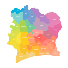 Ivory Coast political map of administrative divisions © pyty