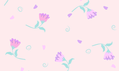 Obraz na płótnie Canvas Seamless pattern with pink flowers