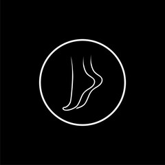 Foot icon. Monochrome simple sign from anatomy collection icon isolated on black background.