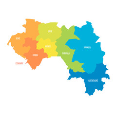 Guinea political map of administrative divisions