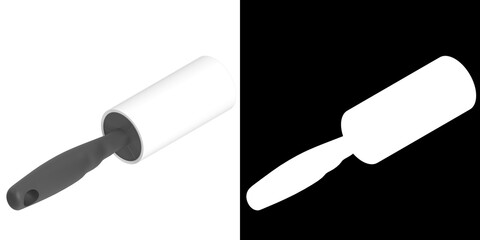 3D rendering illustration of a sticky paper lint roller