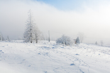 Winter fairytale in the mountain villages of the Carpathians, Transylvania, Romania
