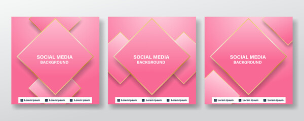 pink social media post background with golden outline