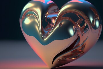 Metallic heart-shaped decor.