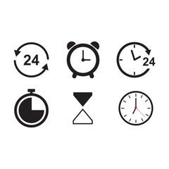 Time and Clock icons. Vector illustration symbol