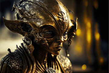 Alien character in gold 