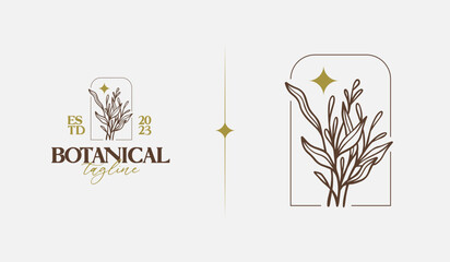 Botanical Plant Flower Monoline Line Art Line Drawing. Universal creative premium symbol. Vector illustration. Creative Minimal design template