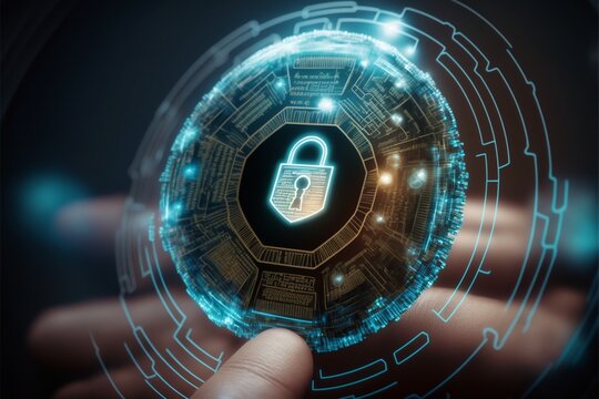 Symbol f&uuml;r Cyberkriminalit&auml;t Schutz Antivirus und Trojaner f&uuml;r Computer und Technik, ai generativ