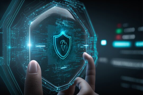 Symbol f&uuml;r Cyberkriminalit&auml;t Schutz Antivirus und Trojaner f&uuml;r Computer und Technik, ai generativ